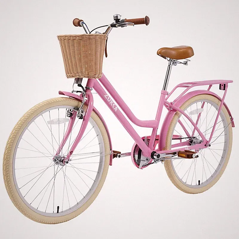 24 inch Grils Bike Single Speed Steel Frame Anti-Skip Tires for 10+Years Old