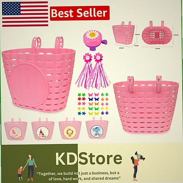 Adventure-Ready Children's Bike Basket - Easy to Clean & Install with Stickers
