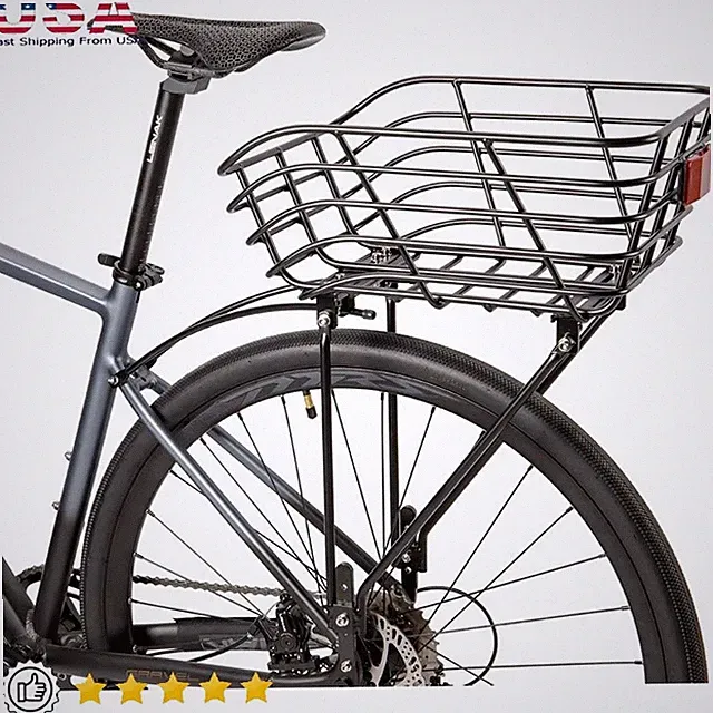 Aluminum Bike Rear Rack Cargo Basket Adjustable Carrier Bikes 60 lbs Capacity US