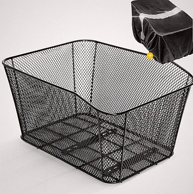 ANZOME Rear Bike Basket with Waterproof Rain Cover, Heavy Duty Wire Bicycle Carg