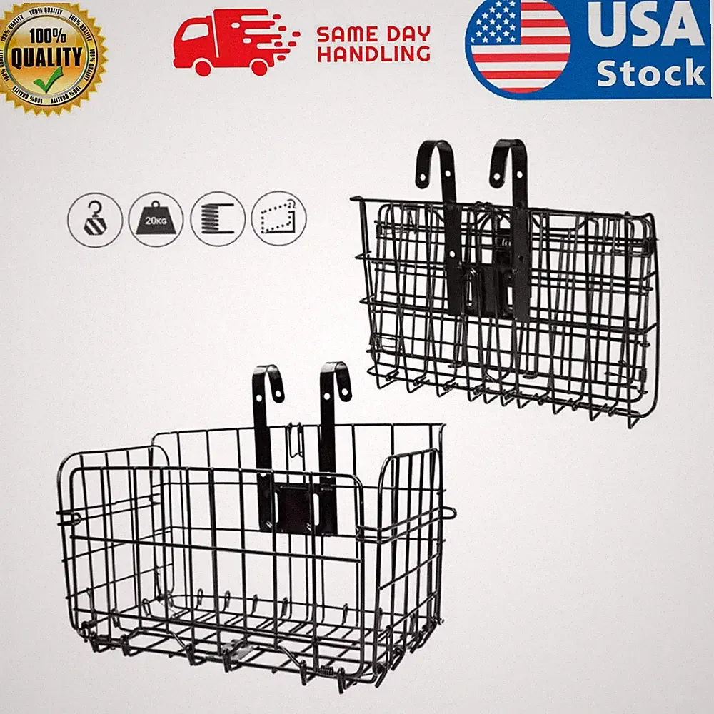 Basket for Electric Bike, Folding Detachable Rear Bike Basket for E-bike Bicycle