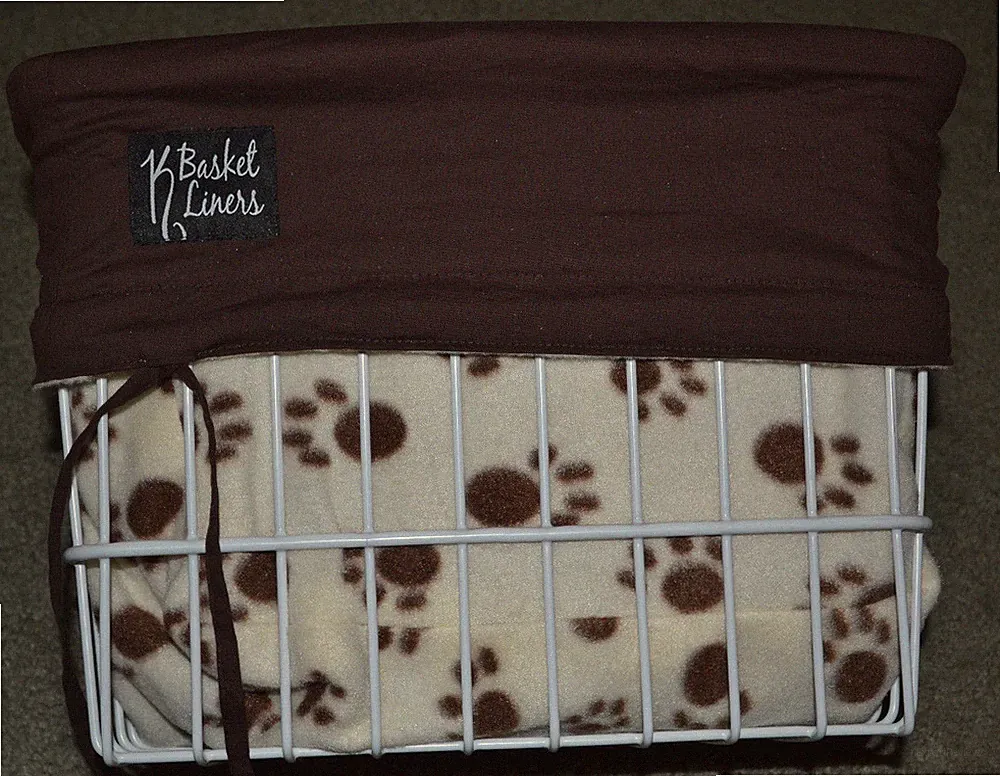 Bicycle Basket Liner Paw Print brown & cream Beach Cruiser Comfort Cycling Bike