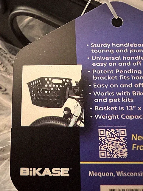 BiKASE DairyMan Front QR Bike Basket with Pet Cover