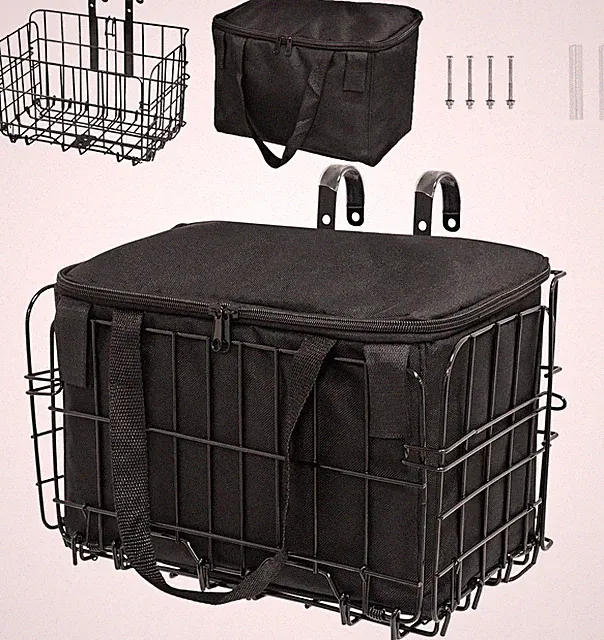 Bike Basket, Bike Basket Front with Portable Waterproof Liner Bag Ebike Basket A