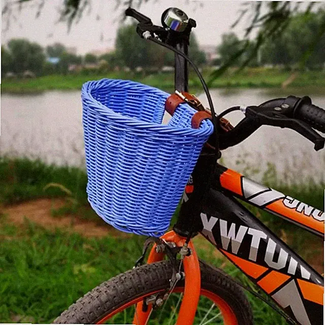 Bike Basket, Woven Synthetic Wicker, Bicycle, Kids, Handmade, Blue, COLORBASKET