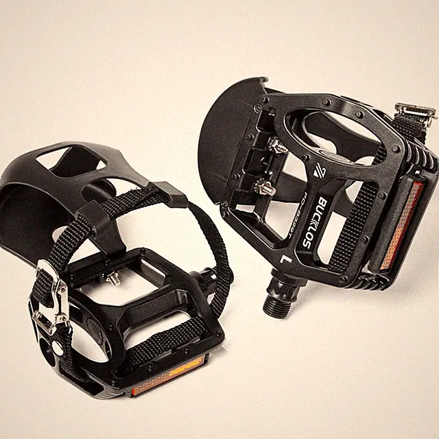 Bike Pedals Toe Cages 9/16" Spin With Straps And Toe Clip For Outdoor Indoor NEW