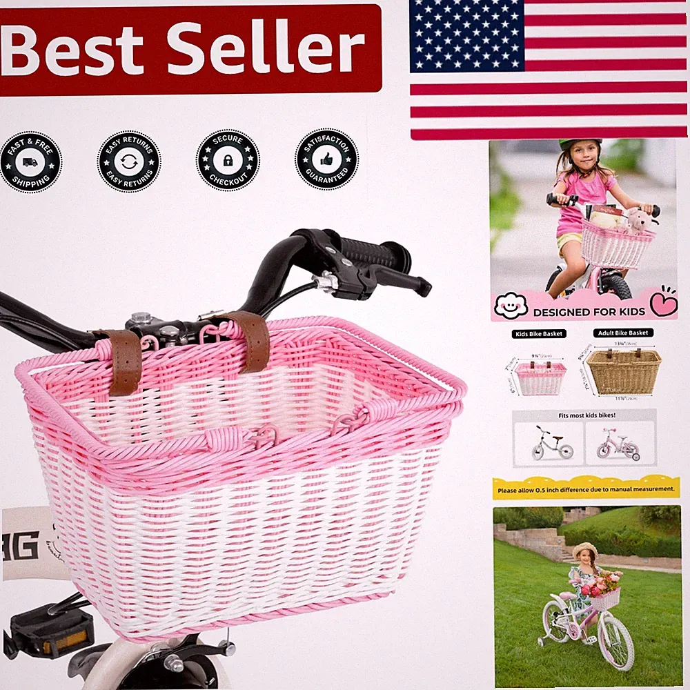 Charming Kids Bike Basket - Wicker Front Bicycle Basket for Fun & Adventure