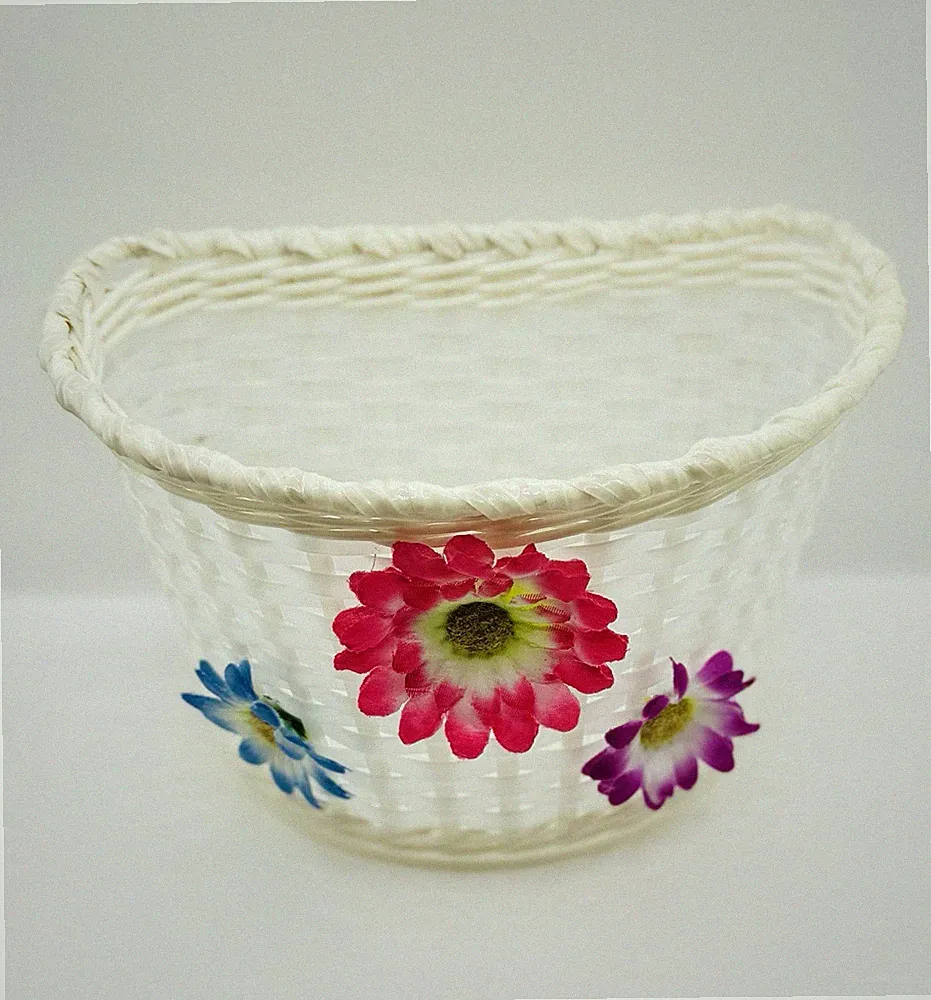 Kids 12"/16" Bicycle Basket White 3 Pink Purple Blue Daisy Flowers Bike Basket