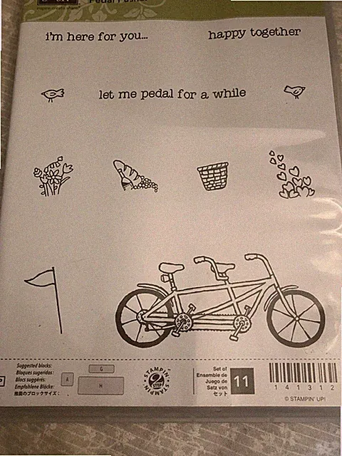 Stampin' Up. Pedal Pusher. New. Tandem bicycle with basket and variety of thin