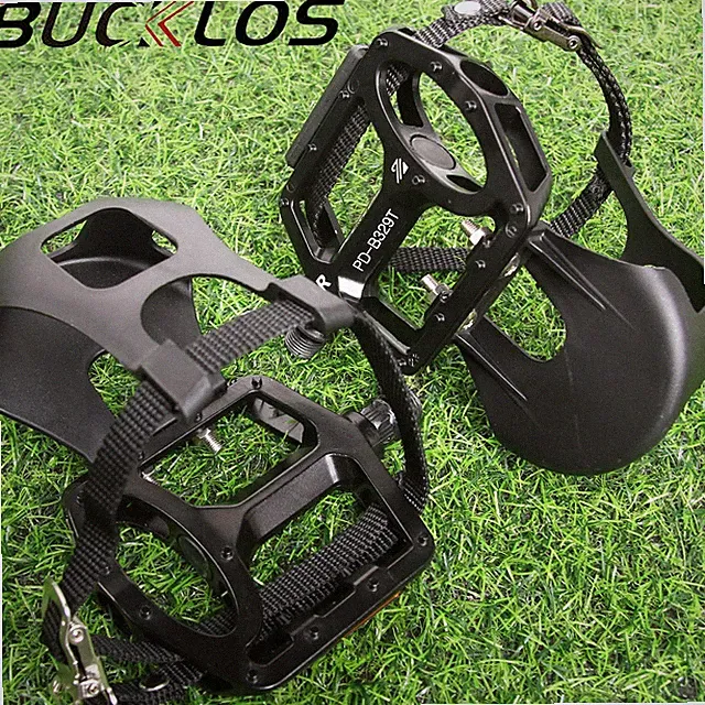 Toe Clip Pedal With Strap Non-slip Indoor 9/16" MTB Exercise Bike Aluminum Pedal
