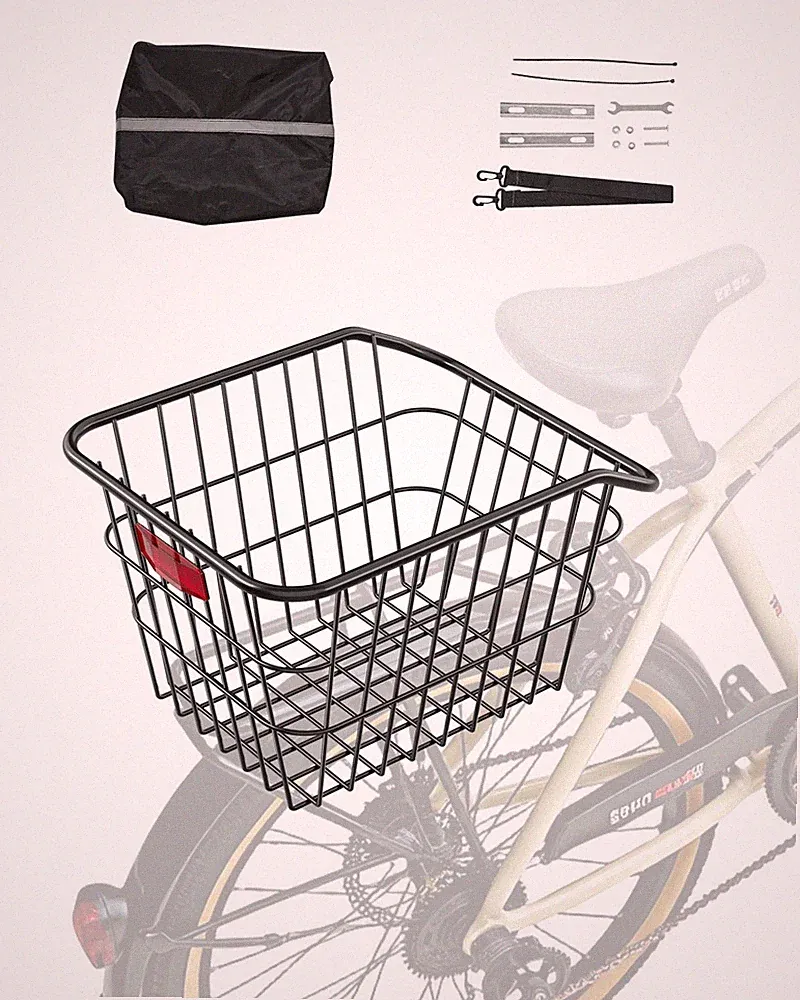 VEVOR Rear Bike Basket Metal Wire Bicycle Basket Reflective Tail Light Cover