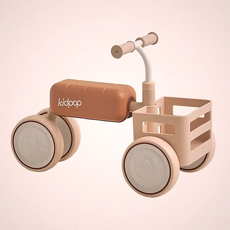 Walker Balance Bike 4 Wheels Detachable Seat 10-36 Months Beige Baby Kidpop Year