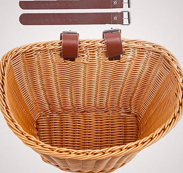 Woven Plastic Bike Baskets- Front D-Shaped Bike Bicycle Basket | Handlebar Stora